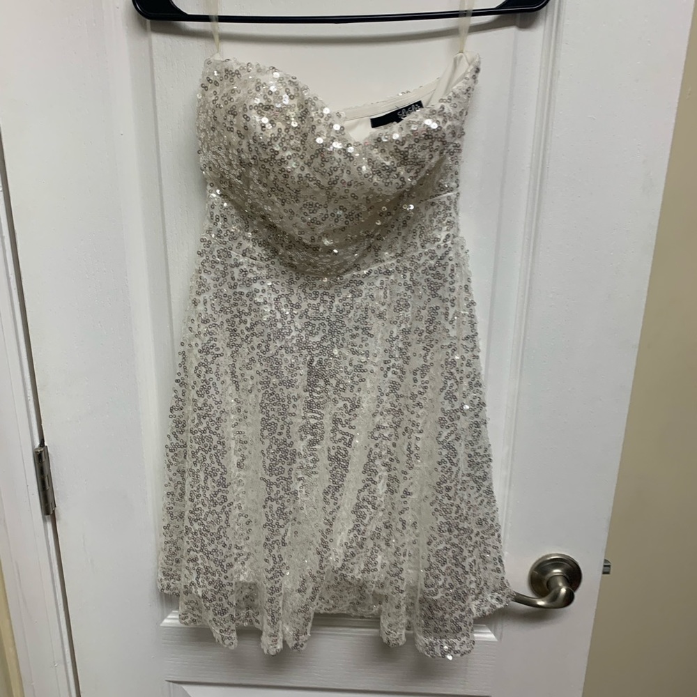 White strapless mini dress